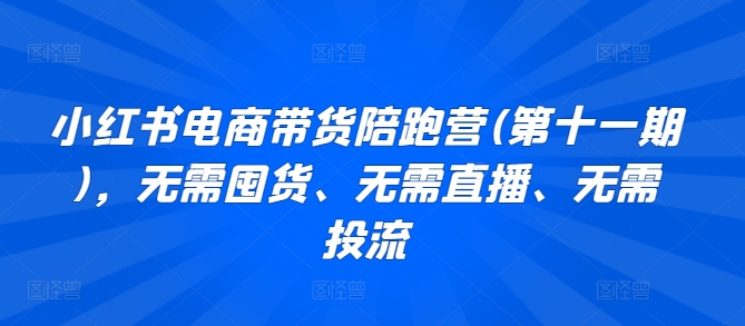 小红书电商带货陪跑营(第十一期)，无需囤货、无需直播、无需投流 - 闪创联盟-闪创联盟