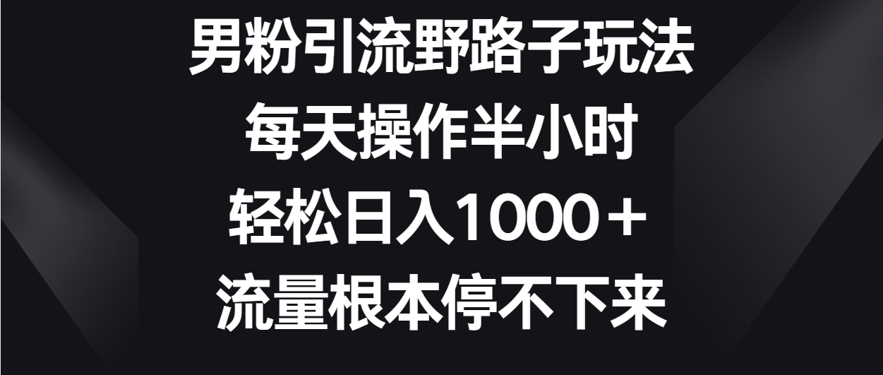 男粉引流野路子玩法，每天操作半小时轻松日入1000＋，流量根本停不下来 - 闪创联盟-闪创联盟