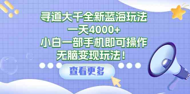 （9479期）寻道大千全新蓝海玩法，一天4000+，小白一部手机即可操作，无脑变现玩法！ - 闪创联盟-闪创联盟