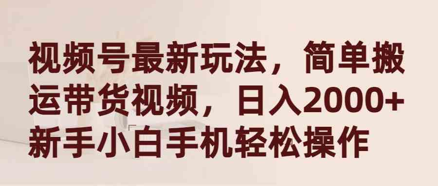 （9486期）视频号最新玩法，简单搬运带货视频，日入2000+，新手小白手机轻松操作 - 闪创联盟-闪创联盟