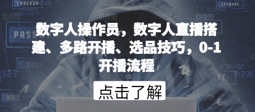 数字人操作员，数字人直播搭建、多路开播、选品技巧，0-1开播流程 - 闪创联盟-闪创联盟