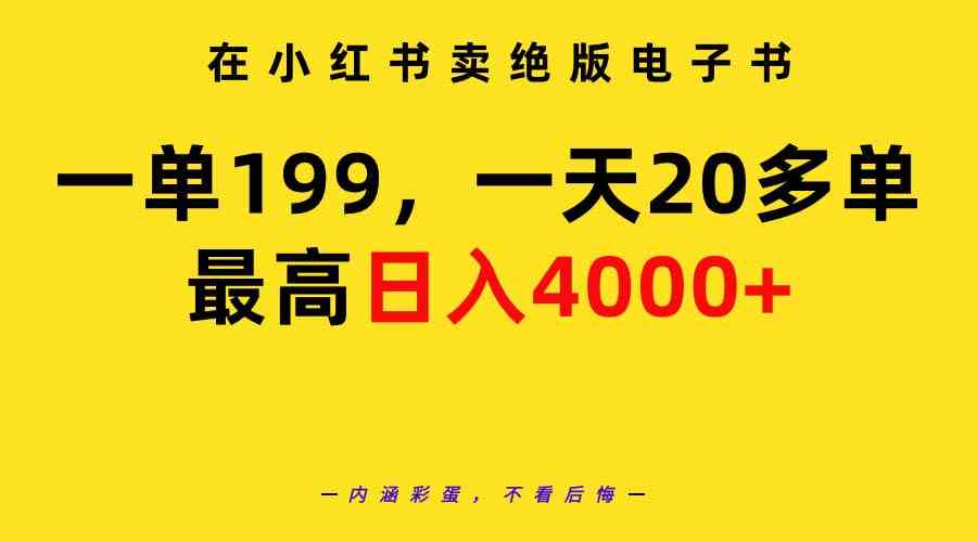 （9401期）在小红书卖绝版电子书，一单199 一天最多搞20多单，最高日入4000+教程+资料 - 闪创联盟-闪创联盟