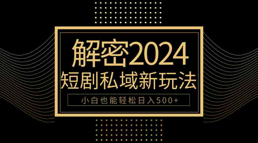 （9951期）10分钟教会你2024玩转短剧私域变现，小白也能轻松日入500+ - 闪创联盟-闪创联盟