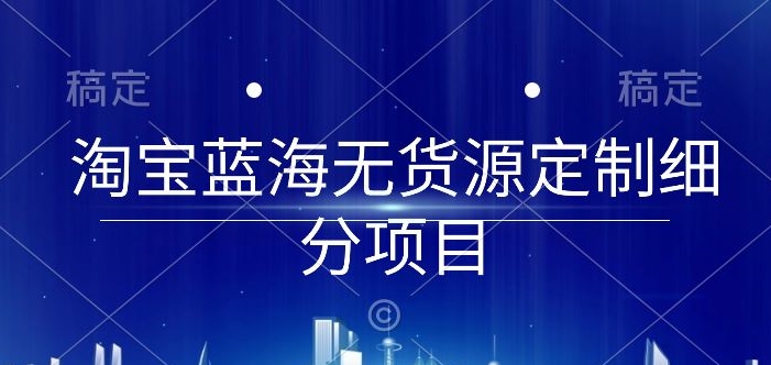 淘宝蓝海无货源定制细分项目，从0到起店实操全流程 - 闪创联盟-闪创联盟