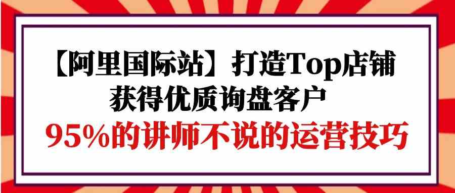 （9976期）【阿里国际站】打造Top店铺-获得优质询盘客户，95%的讲师不说的运营技巧 - 闪创联盟-闪创联盟