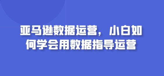 亚马逊数据运营，小白如何学会用数据指导运营 - 闪创联盟-闪创联盟