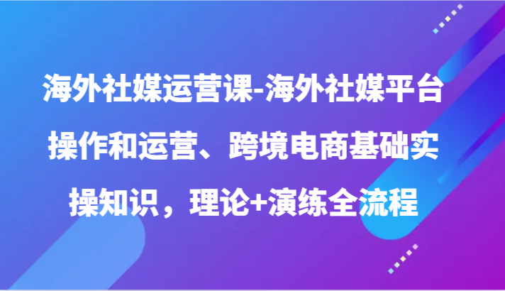 海外社媒运营课-海外社媒平台操作和运营、跨境电商基础实操知识，理论+演练全流程 - 闪创联盟-闪创联盟